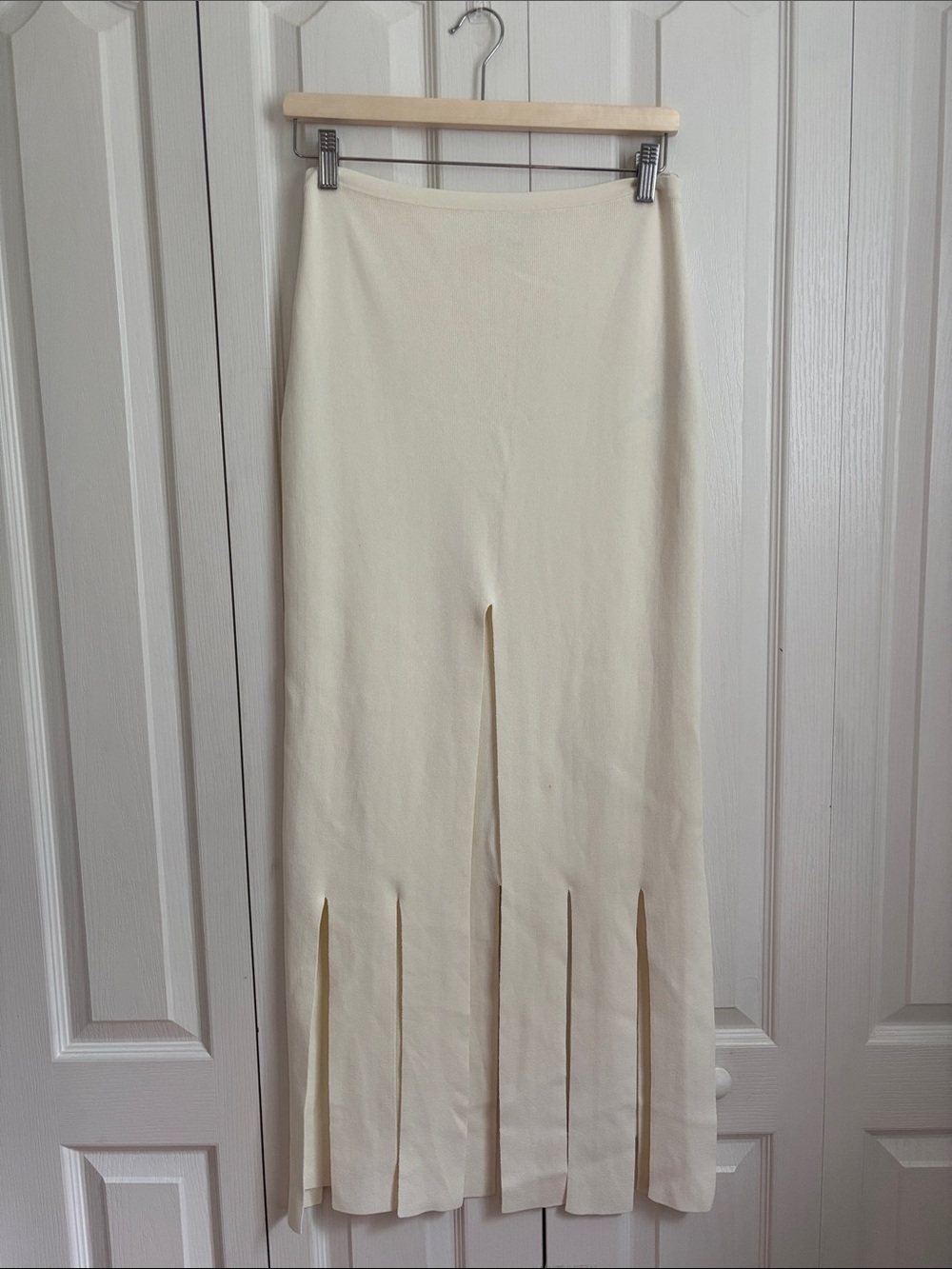 Materiel Bottom Pleats Skirt. Maxi length. Cream color. Size large.